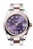 Rolex Datejust 31 Aubergine Roman Diamond 6 Dial Rose Gold Steel Ladies Watch 278241 278241-0019