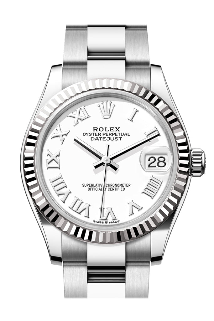 Rolex Datejust 31 White Roman Dial Fluted Bezel Ladies Watch Fluted Bezel Ladies Watch278274 278274-0009