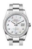 Rolex Datejust 36 White Mother of Pearl Diamond Dial Diamond Bezel Watch 126284RBR 126284RBR-0012