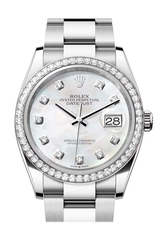 Rolex Datejust 36 White Mother Of Pearl Diamond Dial Bezel Watch 126284Rbr 126284Rbr-0012