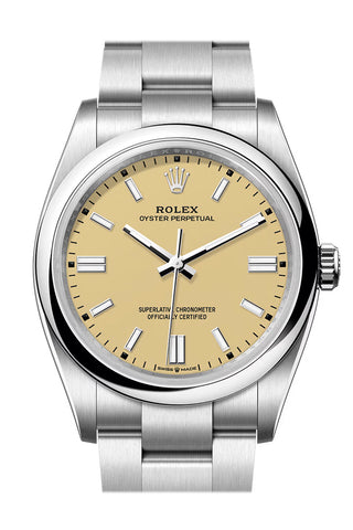 Rolex Oyster Perpetual 36 Beige Dial Smooth Bezel Watch 126000