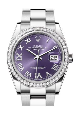 Rolex Datejust 36 Aubergine Diamond Dial Diamond Bezel Watch 126284RBR 126284RBR-0014