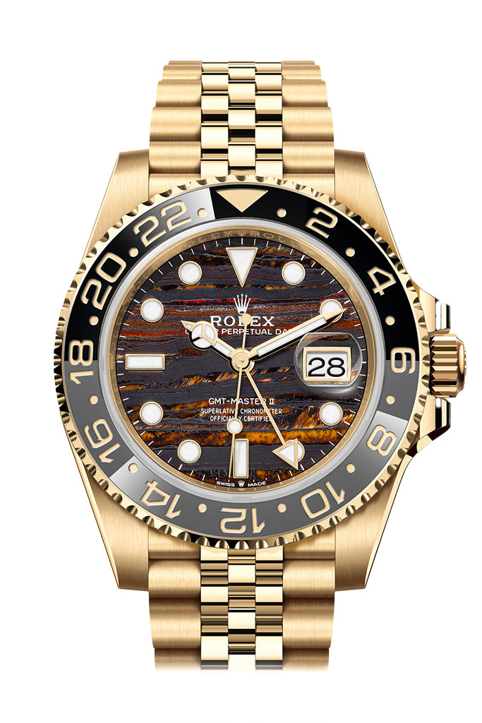 ROLEX GMT-Master II Tiger Iron Dial Yellow gold Jubilee Men's Watch 126718GRNR