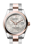 Rolex Datejust 31 Silver Floral Motif Diamond Dial Rose Gold Steel Ladies Watch 278241 278241-0031