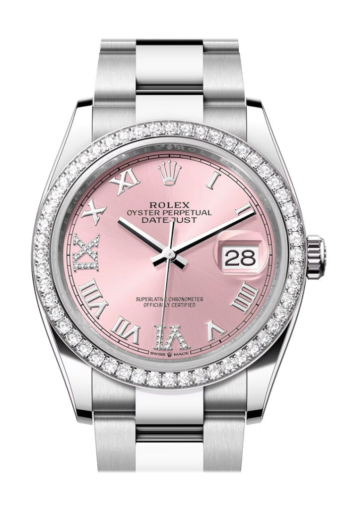 Rolex Datejust 36 Pink Roman Dial Diamond Bezel Watch 126284Rbr 126284Rbr-0024