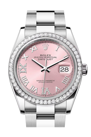 Rolex Datejust 36 Pink Roman Dial Diamond Bezel Watch 126284Rbr 126284Rbr-0024