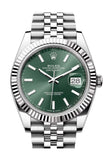 Rolex Datejust 41 Green Dial Fluted Bezel Jubilee Bracelet 126334