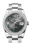 Rolex Datejust 36 Grey Green Diamond Dial Diamond Bezel Watch 126284RBR 126284RBR-0038