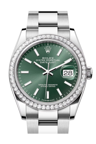 Rolex Datejust 36 Green Dial Diamond Bezel Watch 126284Rbr 126284Rbr-0044