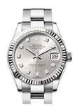 Rolex Datejust 31 Silver Diamond Dial Fluted Bezel Ladies Watch 278274 278274-0029