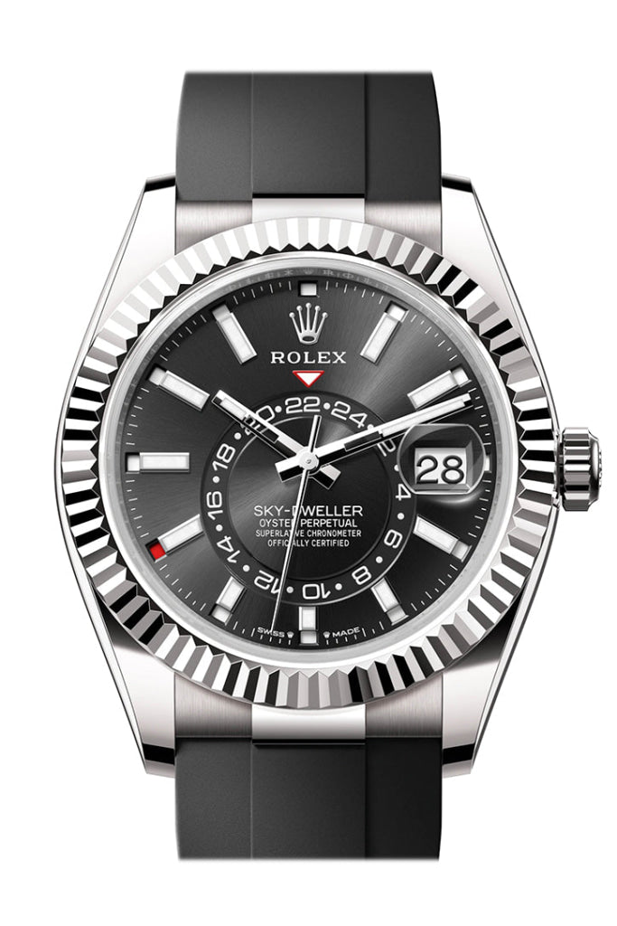 Rolex Sky Dweller 42 Bright Black Dial White Gold Mens Watch 336239