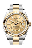 Rolex Sky Dweller 42 Champagne Dial Yellow Gold Stainless Steel Oyster Mens Watch 336933