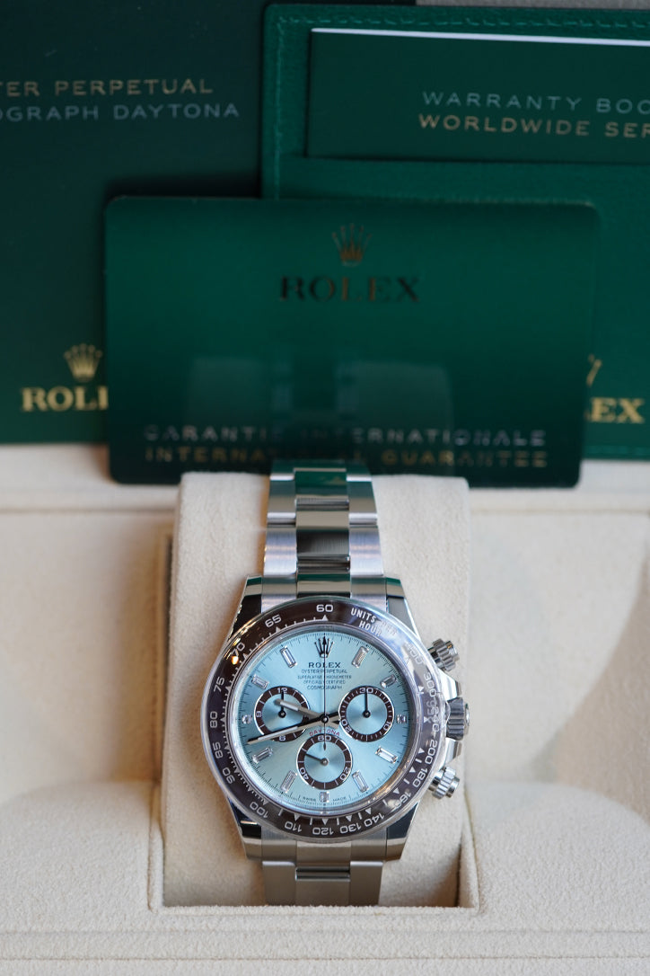 Rolex Daytona 40 Ice Blue Diamond Dial Platinum Mens Watch 126506