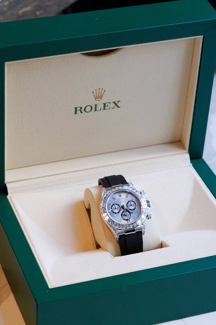 Rolex Daytona Silver bagguet Diamond Dial Diamond Bezel Oysterflex Bracelet Bracelet 126539TBR