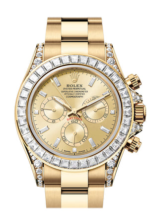 Rolex Daytona Champagne Diamond Dial Diamond Bezel Oyster Yellow Gold Bracelet 126598TBR