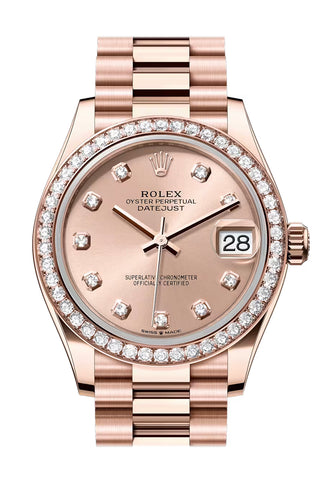 Rolex 278285RBR Datejust 31 Rose Diamond Dial Diamond Bezel Rose Gold President Bracelet