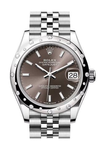 Rolex 278344RBR Datejust 31 Grey Dial Dome Diamond Bezel White Gold Jubilee Bracelet