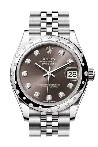 Rolex 278344RBR Datejust 31 Grey diamond Dial Dome Diamond Bezel White Gold Jubilee Bracelet
