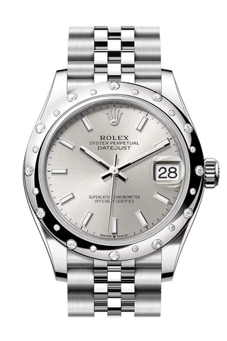Rolex 278344RBR Datejust 31 Silver Dial Dome diamond Bezel White Gold Jubilee Bracelet