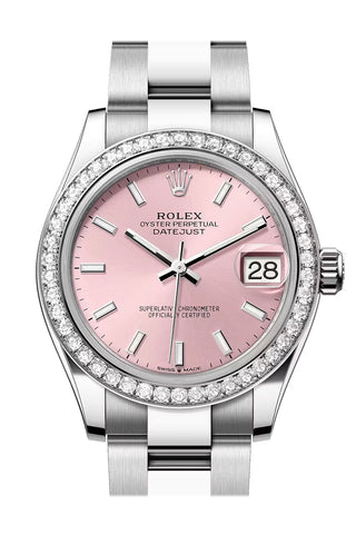 Rolex 278384RBR Datejust 31 Pink Dial Diamond Bezel White Gold Oyster Bracelet
