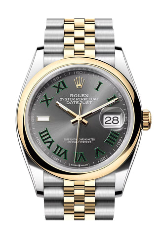 Rolex 126203 Datejust 36 Slate Dial Smooth Bezel Yellow Gold Steel Jubilee Bracelet