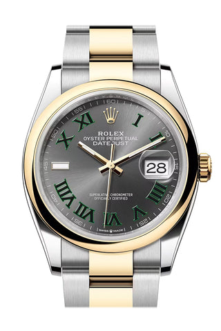 Rolex 126203 Datejust 36 Slate Dial Smooth Bezel Yellow Gold Steel Oyster Bracelet