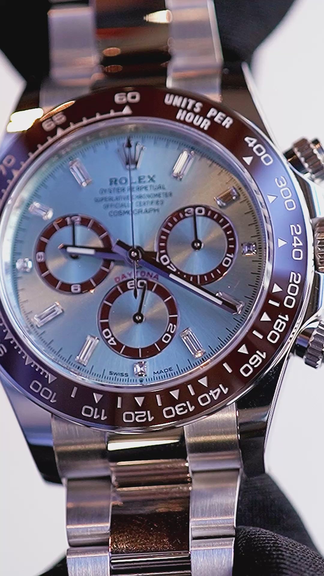 Rolex Daytona 40 Ice Blue Diamond Dial Platinum Mens Watch 126506