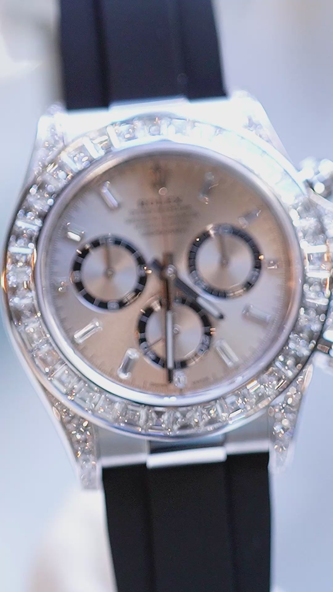 Rolex Daytona Silver bagguet Diamond Dial Diamond Bezel Oysterflex Bracelet Bracelet 126539TBR