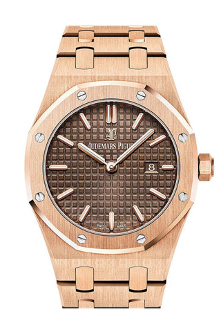 Audemars Piguet Royal Oak Brown Dial Ladies 18Kt Pink Gold Watch 67650Or.oo.1261Or.01