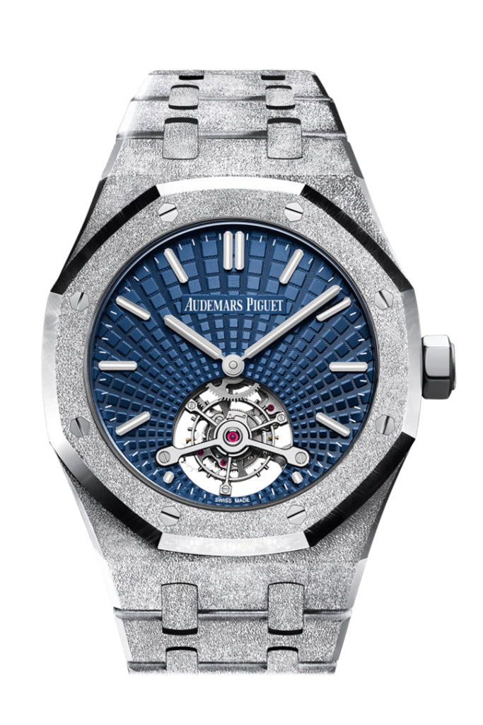 Audemars Piguet Royal Oak 41 Tourbillon Extra-Thin White Gold Blue Dial Mens Watch