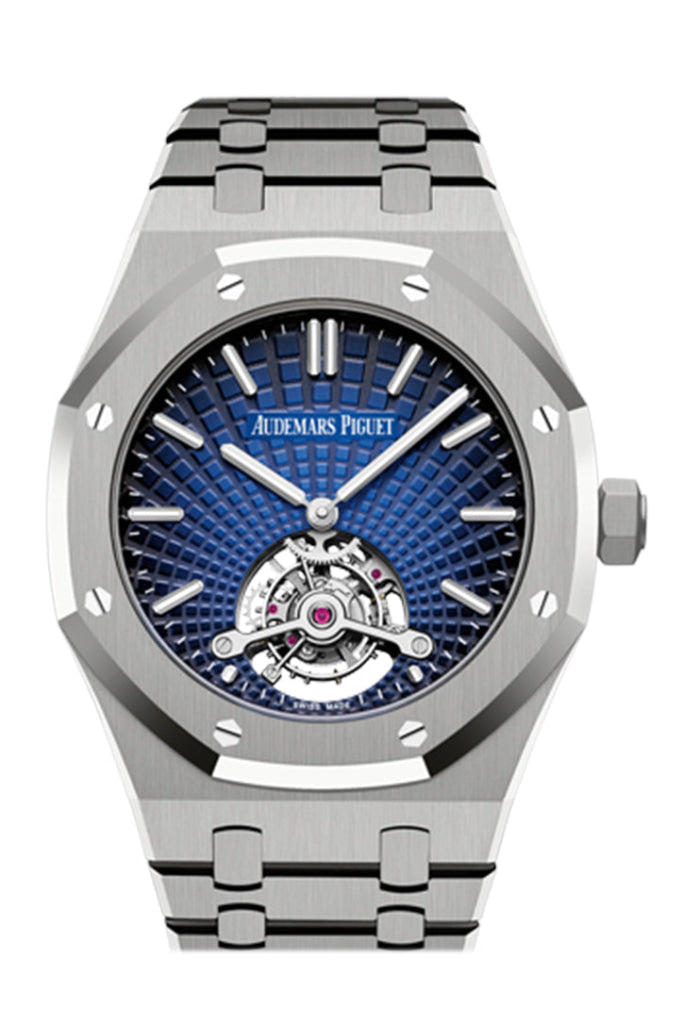 Audemars Piguet Royal Oak 41 Tourbillon Extra-Thin Titanium Blue Dial Mens Watch