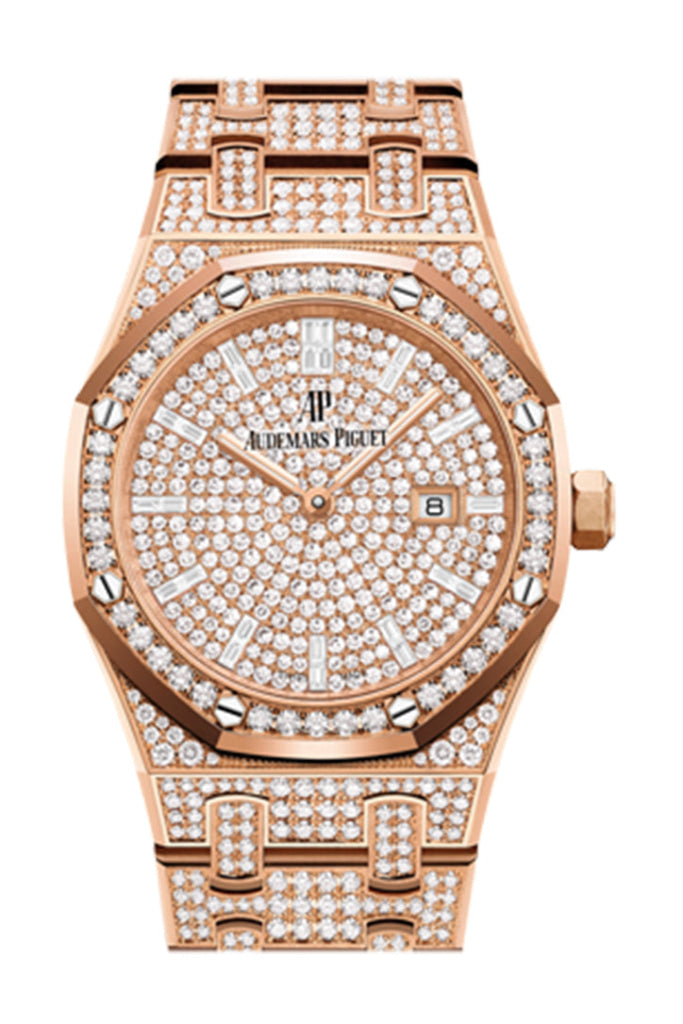 Audemars Piguet Royal Oak 33 Diamond Paved Set Rose Gold 67652Or.zz.1265Or.01 Watch