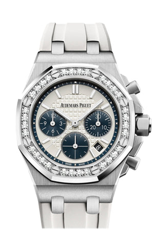 Audemars Piguet Royal Oak Offshore 37 Chronograph Stainless Steel Silver Dial Diamond Bezel