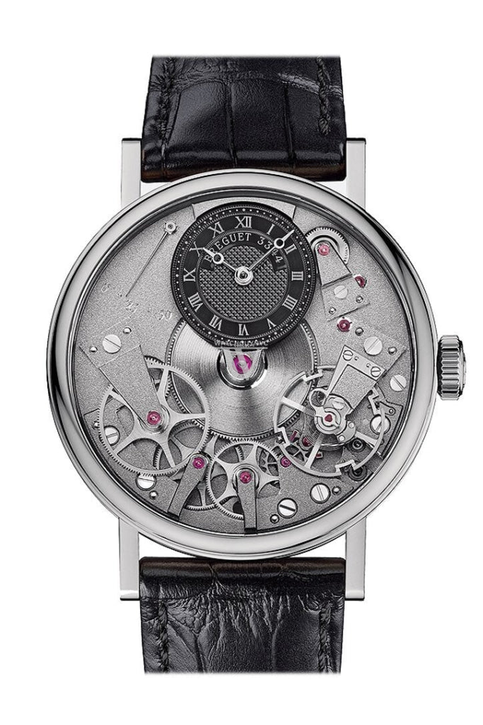 Breguet Tradition Black Skeleton Dial 18Kt White Gold Leather Mens Watch 7027Bbg99V6 7027Bb/g9/9V6