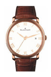 Blancpain Villeret White Dial 18kt Rose Gold Brown Leather Men's Watch 6651-3642-55B