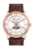 Blancpain Villeret Moonphase White Dial 18Kt Rose Gold Brown Leather Mens Watch 6654-3642-55B