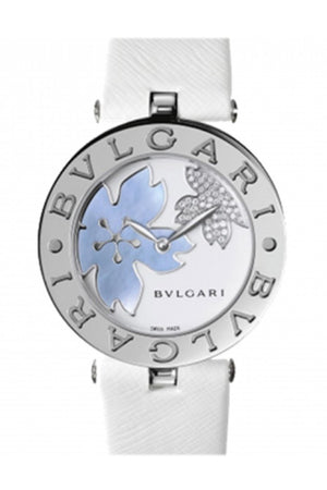 Bulgari B.zero1 White Flower Motif Dial Leather Strap Ladies Watch 101900 Bz30Fdsl Pearl