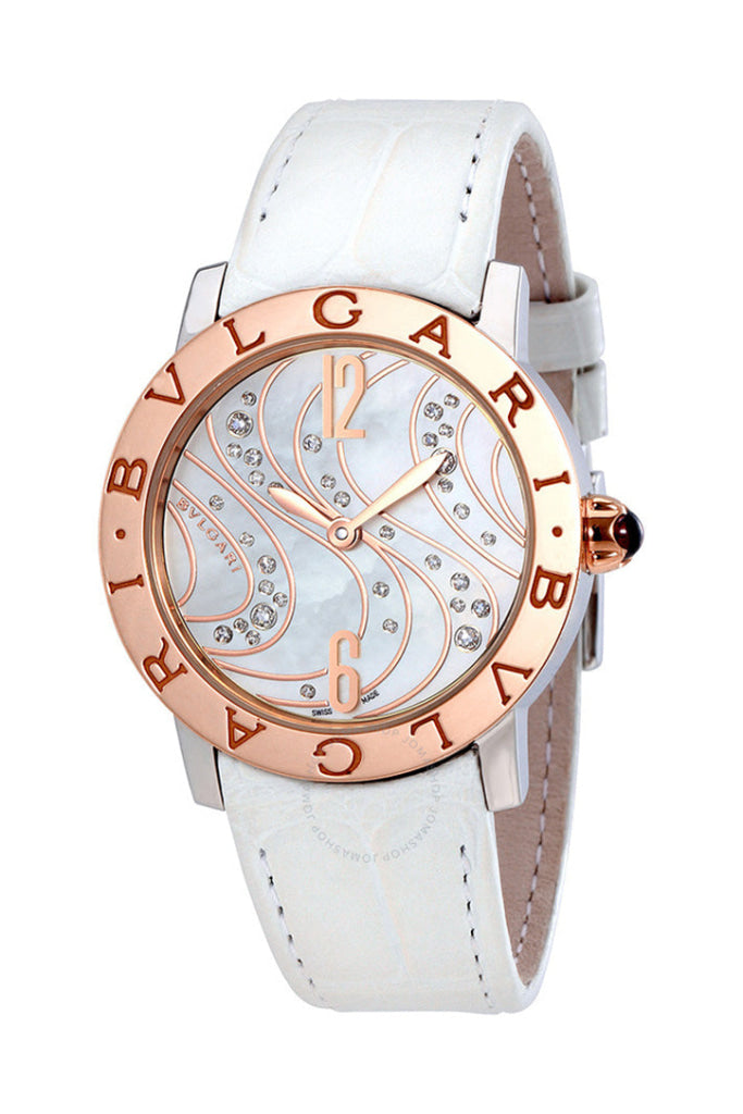 Bvlgari White Mother-Of-Pearl With Diamonds Dial Automatic Ladies Watch Bbl33Wcdspgl