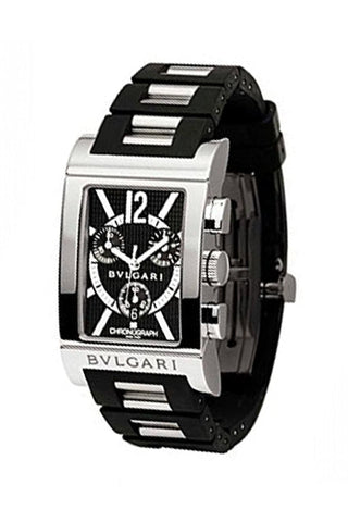 Bvlgari Rettangolo Black Dial Rubber/Stainless Steel Men’s Watch Rtc49Brsvd