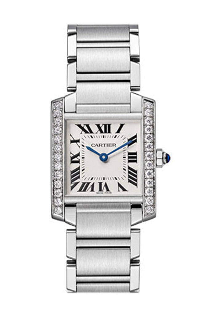 Cartier Tank Francaise Midsize Diamond Bezel Steel W4Ta0009 Watch