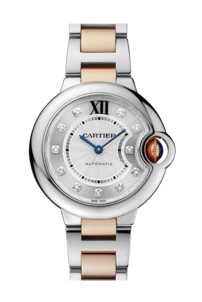Cartier Ballon Bleu 33Mm Diamond Dial Steel Rose Gold We902061 Watch