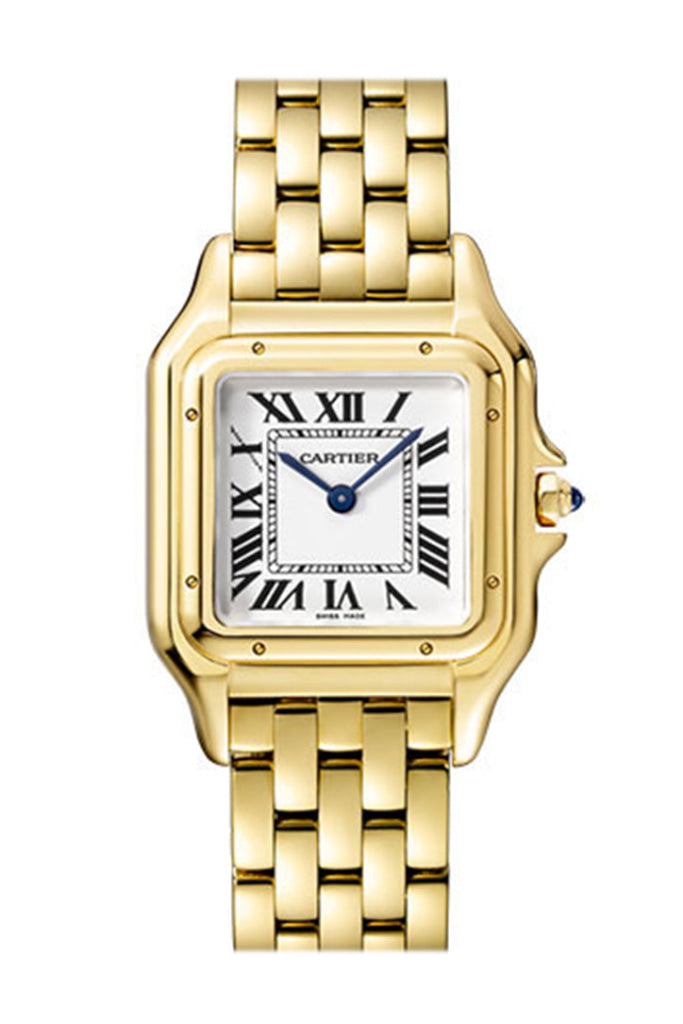 Cartier Panthere De Medium Silver Dial 18Kt Yellow Gold Ladies Watch Wgpn0009