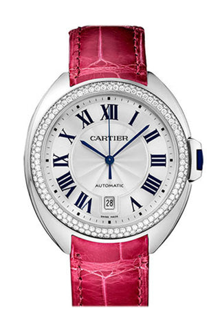 Cartier Cle De Diamond Bezel White Gold Automatic Ladies Watch Wjcl0011