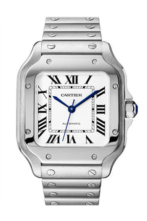 Cartier Santos Midsize Silvered Opaline Dial Men's Watch Item No. WSSA0029
