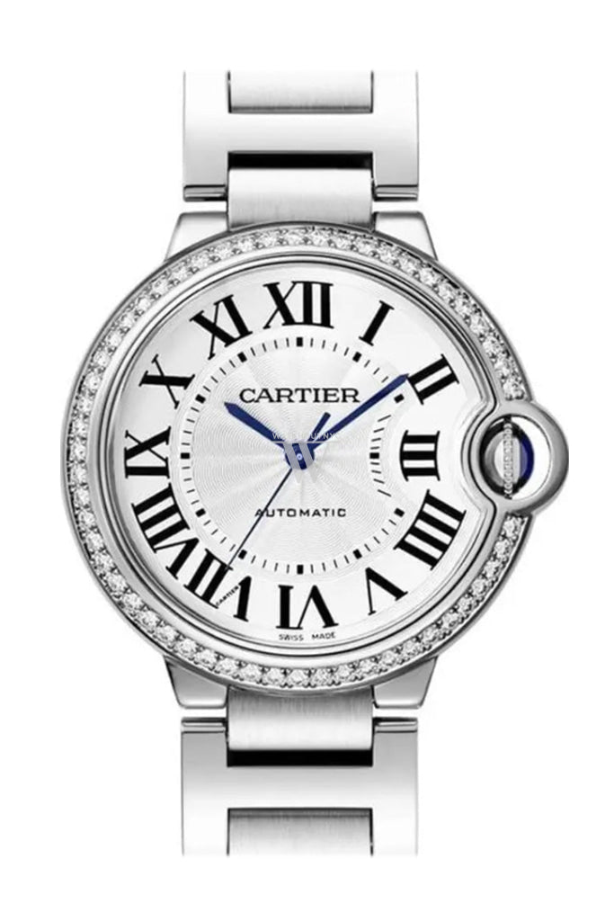 Cartier Ballon Bleu De 36Mm Diamond Bezel Silver Dialw4Bb0024 Watch