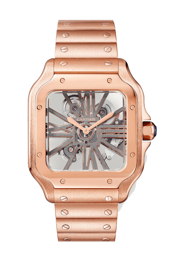 Cartier Santos Skeleton Dial Rose Gold Whsa0016 Watch