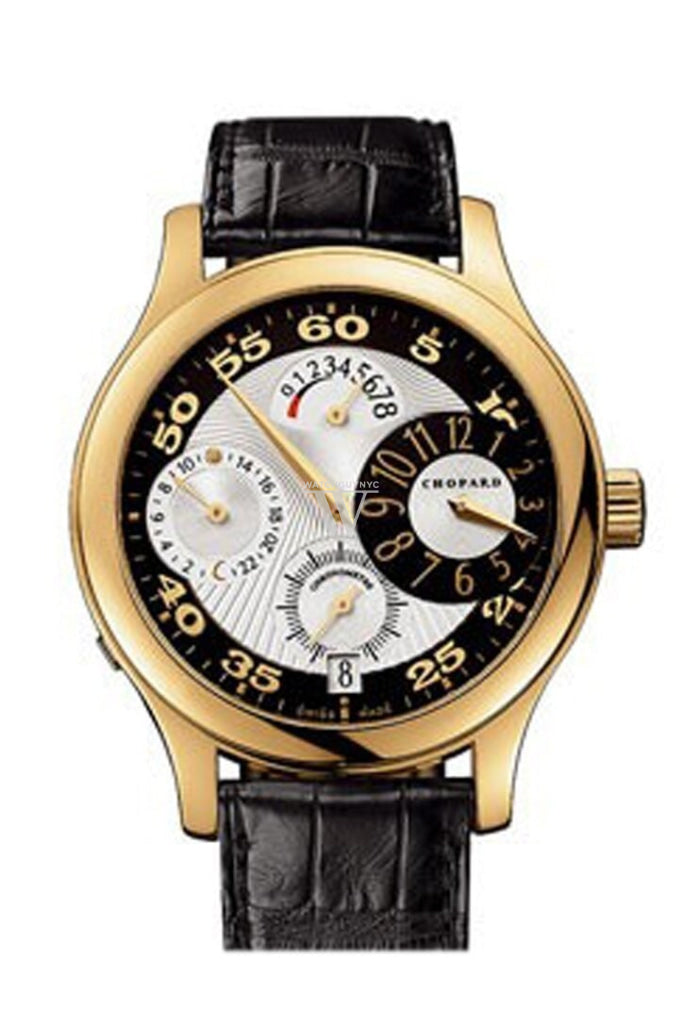 Chopard L.u.c Regulator Silver And Black Dial Leather Mens Watch 161874-0001