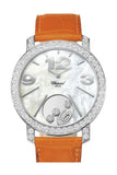 Chopard Happy Diamonds Mother of Pearl Dial 18kt White Gold Diamond Leather Ladies Watch 207450-1005