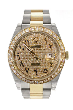 Custom Diamond Rolex Datejust 41 18K Rose Gold Two Tone Mens Watch 126303