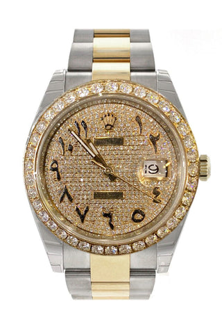 Custom Diamond Rolex Datejust 41 18K Rose Gold Two Tone Mens Watch 126303 Watches